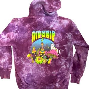 Rip and dip psychedelic mushroom graphic tie dye blue/purple hoodie